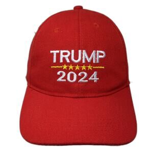 Trump 2024 Strapback Baseball Cap Red One Size Adjustable Embroidered 6 Panel